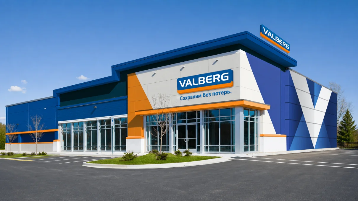 Фирменный магазин Valberg с логотипом и слоганом «Сохраним без потерь»
