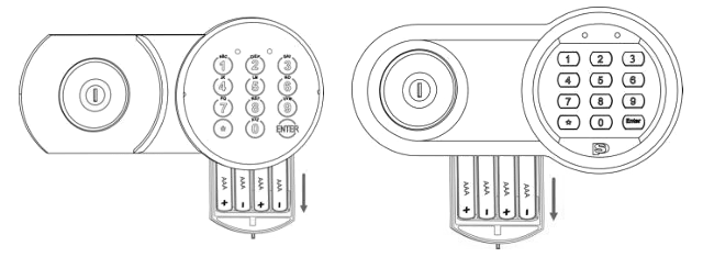 Батарейный отсек у разных модификаций замка PLS-1.