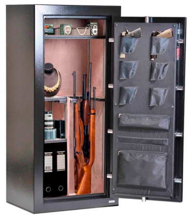 Сейф Cazador DL19 BLS — внутреннее устройство, с наполнением.