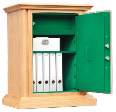 Сейф SafeWood-78 EL Flock (открытый, светлая облицовка, зеленый флок)