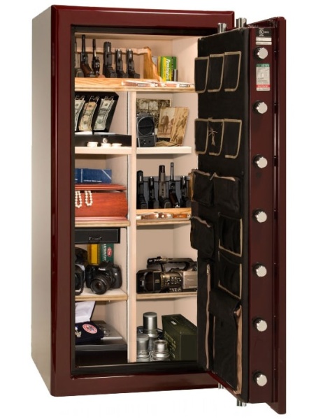 Сейф Liberty Presidential 25BUW-BR MT — открытый, внутреннее устройство.