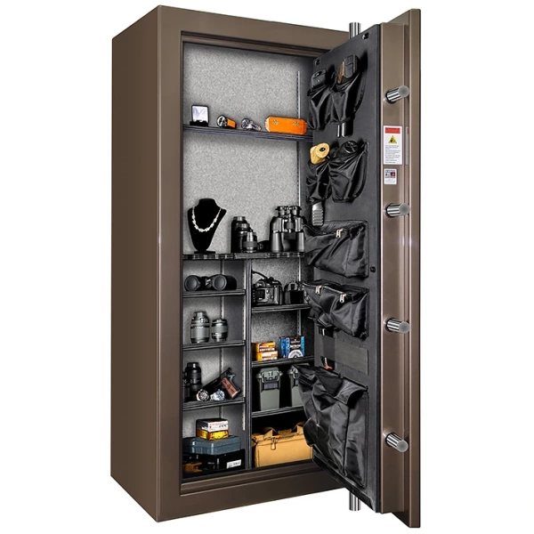 Сейф Rhino CD6030X EL BZG BR — открытый, внутреннее устройство.