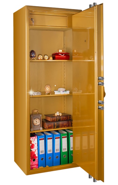 Сейф Elitsafe 1164T ELK M — открытый, внутреннее устройство.