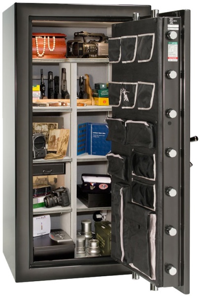 Сейф Liberty Magnum 25GY2-BC — открытый, внутреннее устройство.