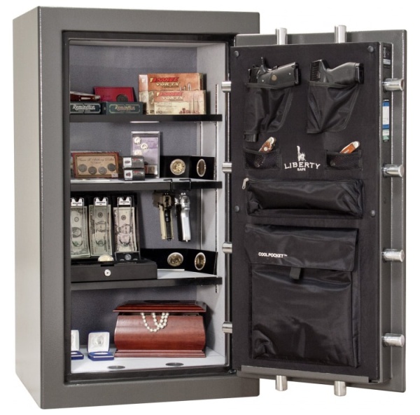 Сейф Liberty Premium Home 12GYM - открытый, внутреннее устройство.