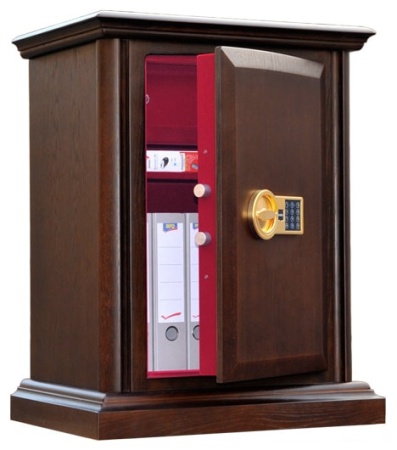 Элитный сейф SafeWood 78 EL Flock (открытый, флок бордо, панель Gold)