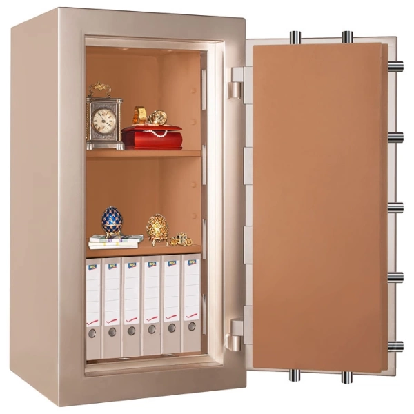 Сейф Elitsafe 5695 EL M Flock — открытый. Один из вариантов внутреннего устройства.