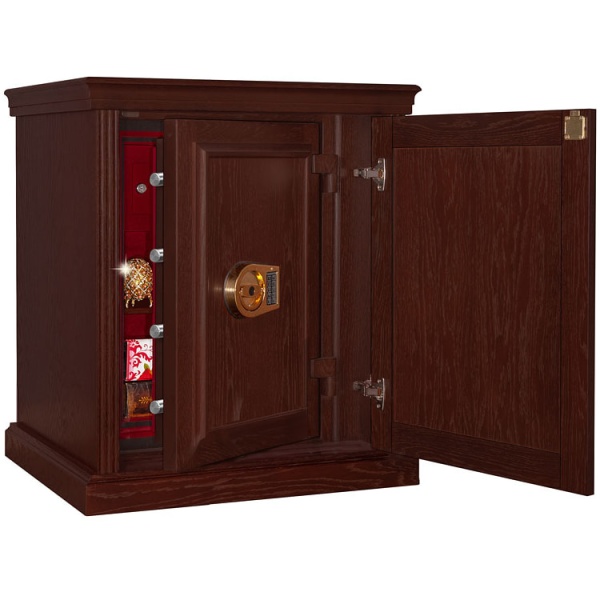 Сейф Safewood 2978T EL DS2 Flock — с открытой мебельной дверцей.