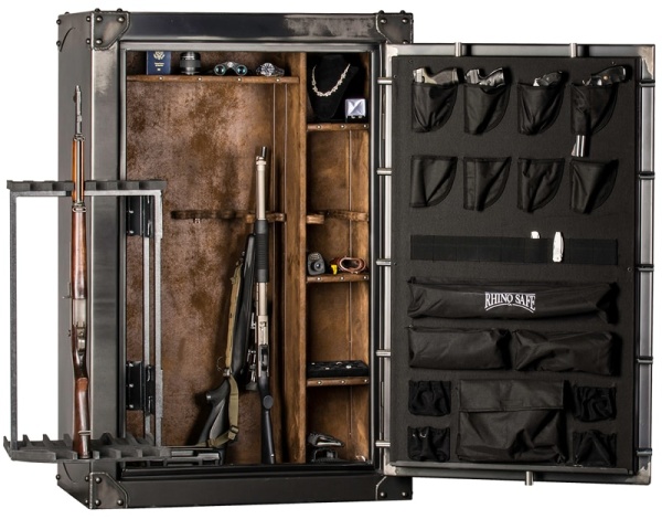 Сейф Rhino CIWD6040-SO EL Ironworks — выдвижной лафет под ружья. Сейф Rhino CIWD6040-SO EL Ironworks — выдвижной лафет под ружья.