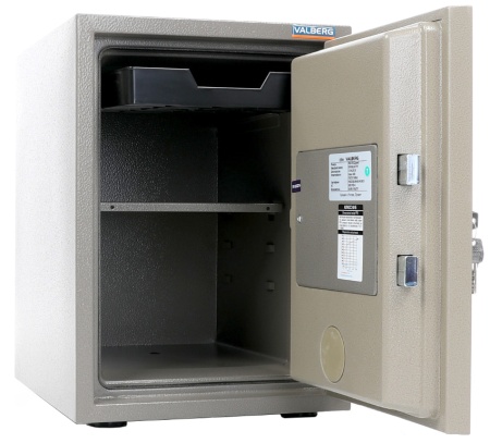 Сейф Valberg FRS-49 KL — открытый. Полка и выдвижной лоток.