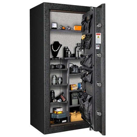 Сейф Rhino CD6030X BEL BKT CH — открытый, внутреннее устройство.