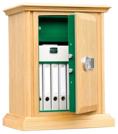 Сейф SafeWood-78 EL Flock (открытый, светлая облицовка, зеленый флок, панель Сhrom)