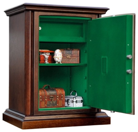 Элитный сейф SafeWood-78 EL Flock (открытый, темная облицовка, зеленый флок)